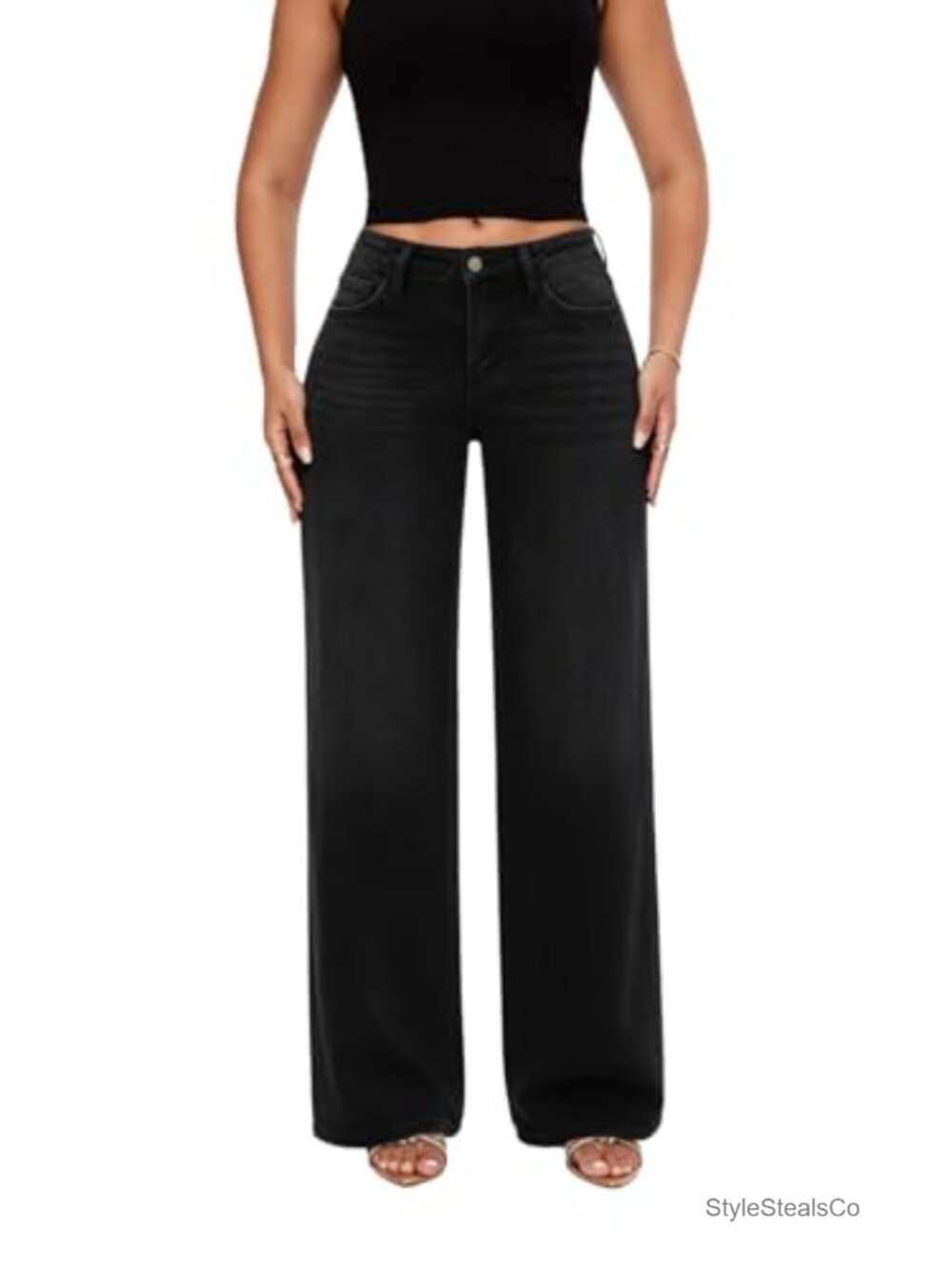 Wide Leg Jeans for Women Mid Low Rise Baggy Stretchy Denim Pants